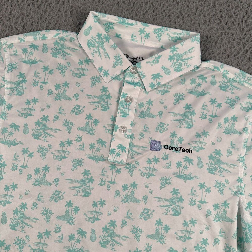 Straight Down Shirt Mens Large Island All Over Print Polo Performance